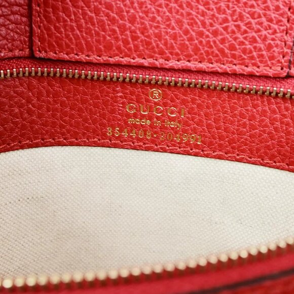 authenticity guaranteed GUCCI GG Logo Swing Shoulder Hand Tote Bag Leather - Picture 9 of 15